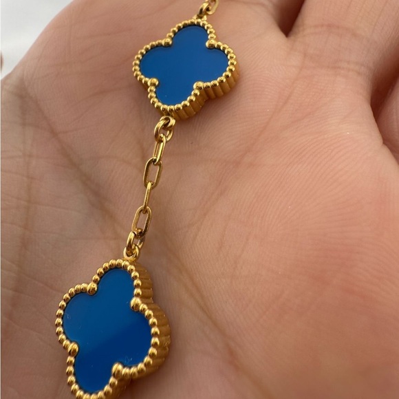 Alhambra 18k Gold Plated Blue Clover Charm Bracelet in Gold - Picture 4 of 4